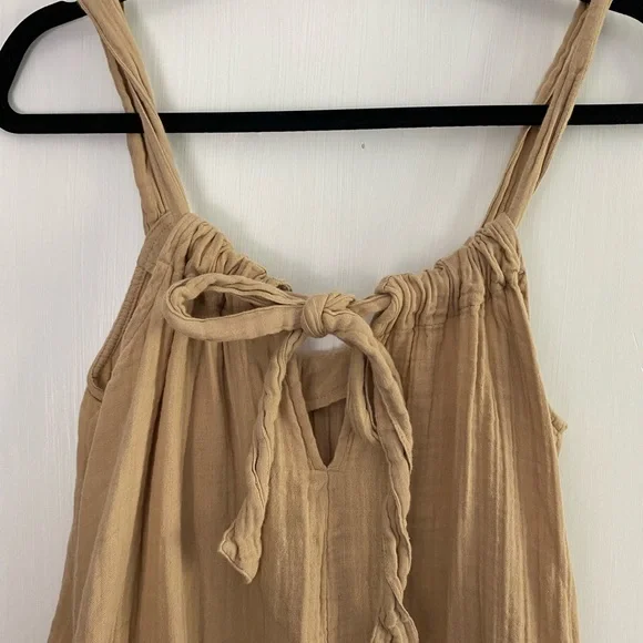 OLD NAVY Elegant Tan Sleeveless Muslin Maxi Sun Dress Women’s Sz Small - Picture 3 of 9